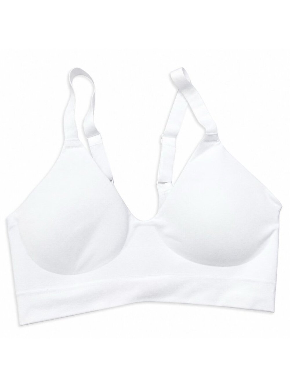 True & Co NWT Soft Form V Neck Adjustable Bra S White Wireless Comfort Knit